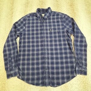 Ben Sherman Original Plaid Button-Down Shirt Blue White Long Sleeve Men’s L